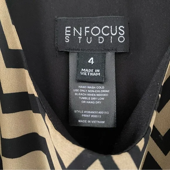 EUC Enfocus Studio casual tan and black zigzag or herringbone pattern dress - Picture 4 of 4
